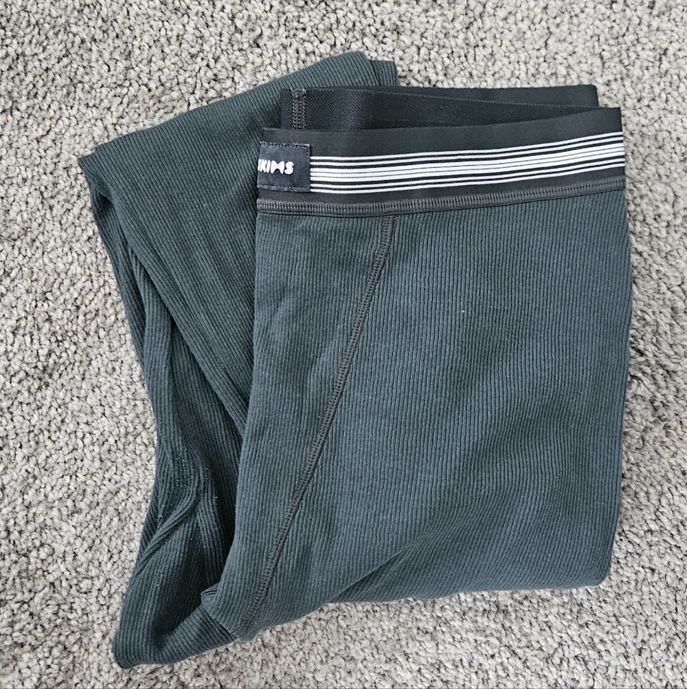 Skims Cotton Ribbed Leggings Dark Green Lounge PJ Womens Sz Medium M - Picture 8 of 8
